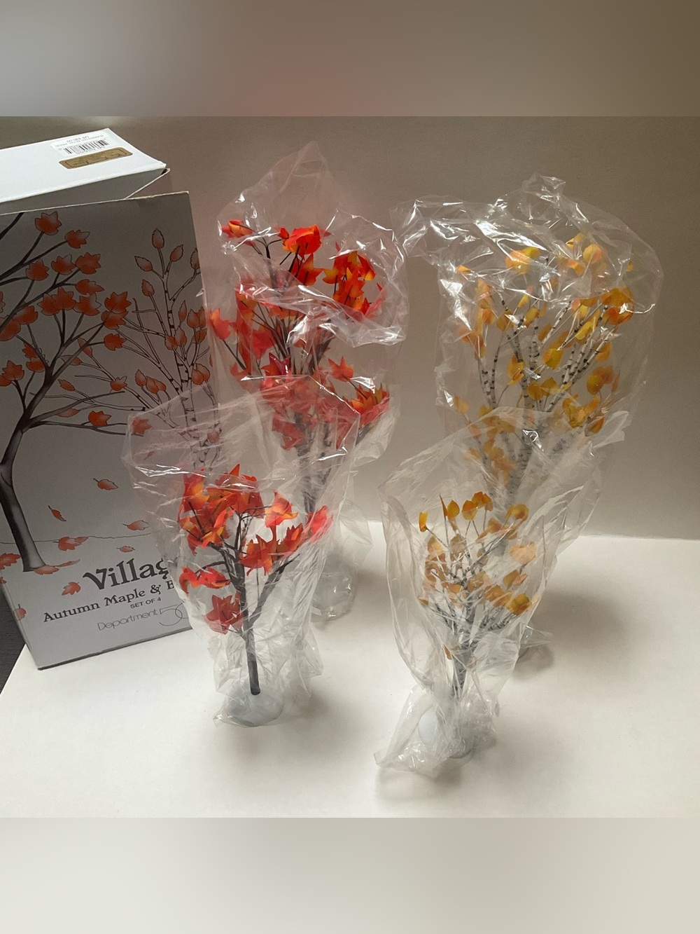 Department 56 Village Accessories Autumn Maple & Birch Trees Set Of Four #52655